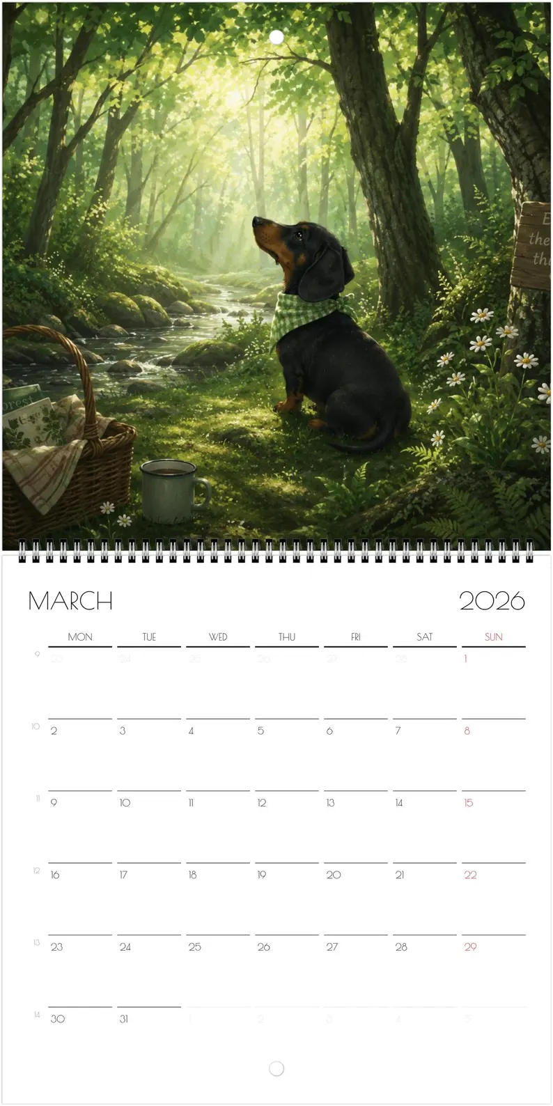 2027 Doxie Doing Things Calendar, Funny Year Of 2027 Dachshund Calendar