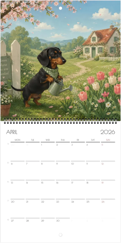 2027 Doxie Doing Things Calendar, Funny Year Of 2027 Dachshund Calendar