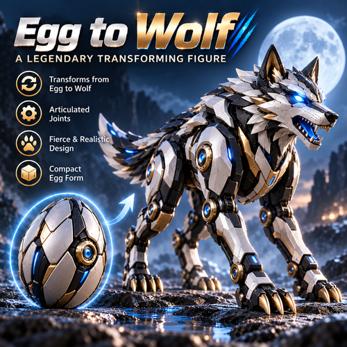 🐺 2-in-1 Egg-to-Wolf Transforming Figure | Mechanical Wolf Display & Gift 🎁