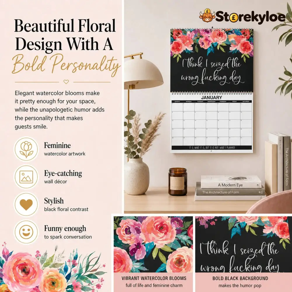 2027 Funny Swear Word Wall Calendar – ’Fu*k It’ Floral Calendar for Tired-Ass Women
