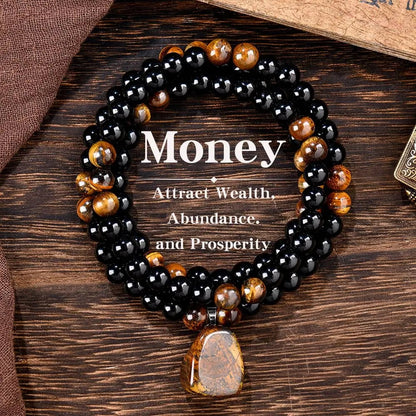 Prosperity Crystal Necklace with Tiger Eye Pendant