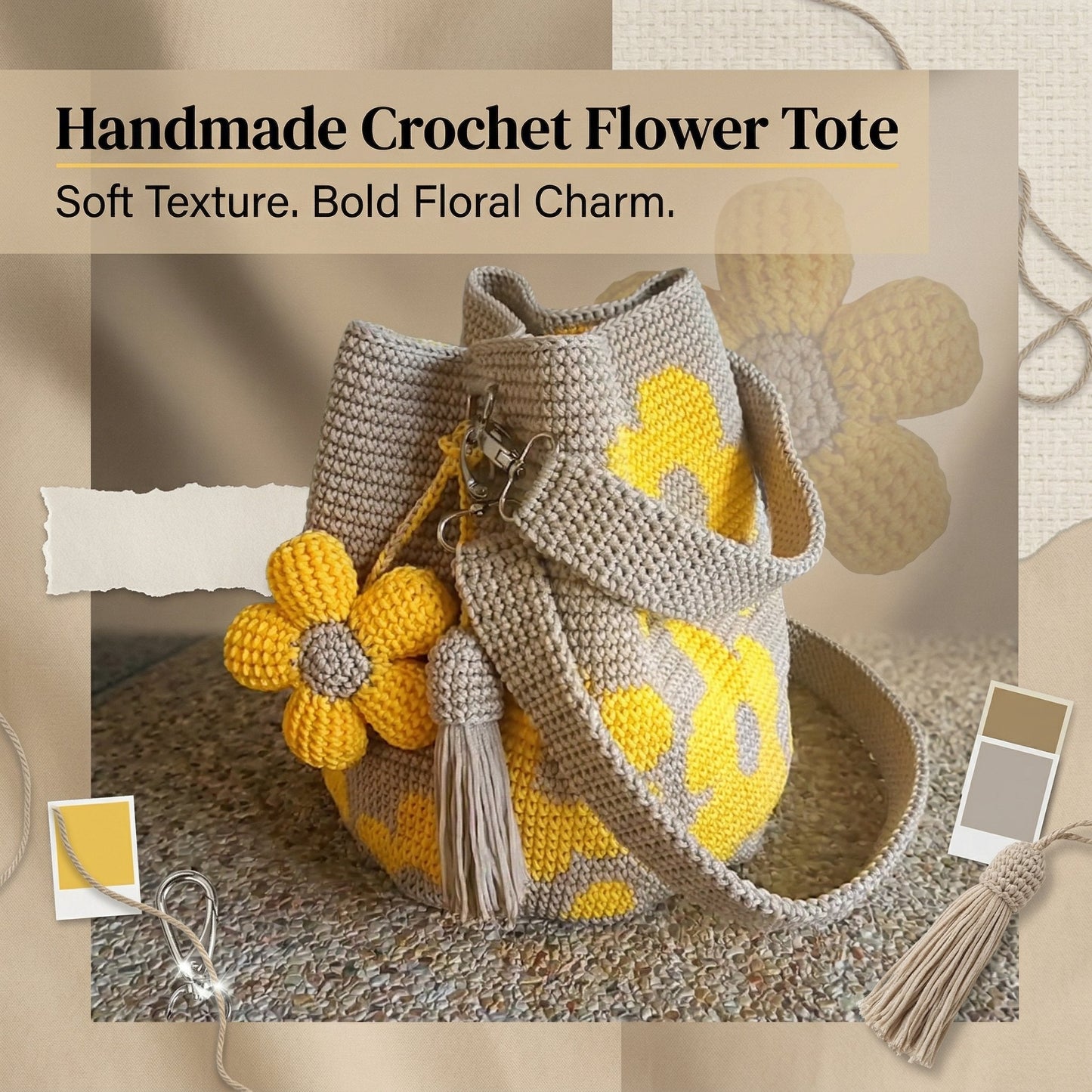 🏆Last Day Promotion 49% OFF🧵Handmade Crochet Flower Tote 🌼✨