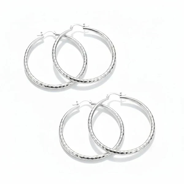 🎉 BUY 1 GET 1 FREE 🎁 Diamond-Cut Hoop Earrings for Women – Elegant, Sparkling 💎ond-Cut Hoop Earrings for Women