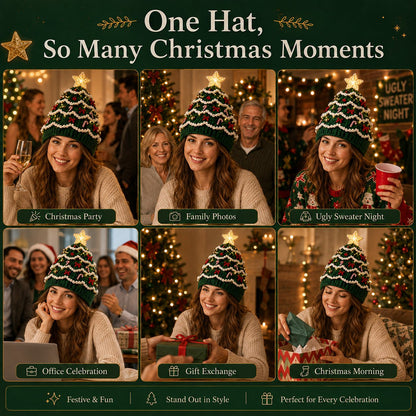 🎄Complete Light-Up Christmas Tree Crochet Hat DIY Kit