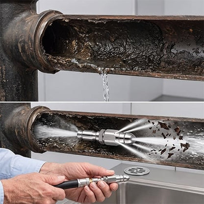 🔧Stainless Steel Powerful Pipe Sewer Cleaning and Unclogging Nozzle