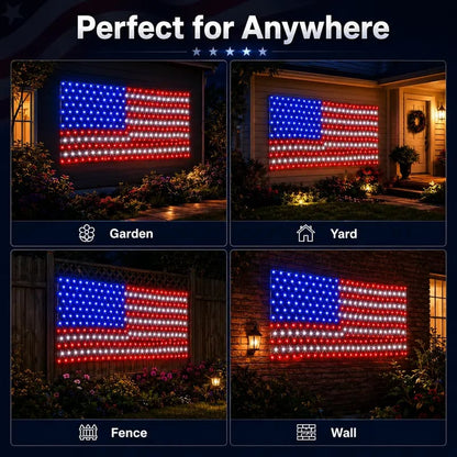 ⚡Hot Sales 🔥Solar American Flag Lights Outdoor American Flag Net Lights