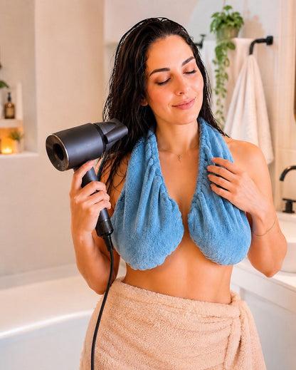 🔥 The Viral Titty Towel 👙 Hands-Free Adjustable Shower Towel Bra for Women | Ultra Soft Plush & Moisture Absorbing