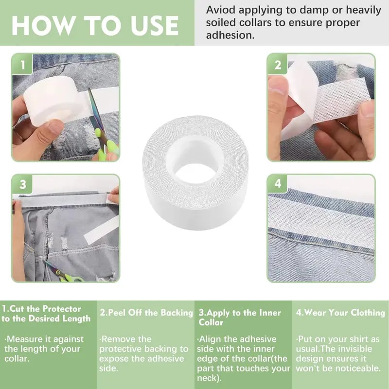 2 Rolls Sweat Pads Collar Protectors