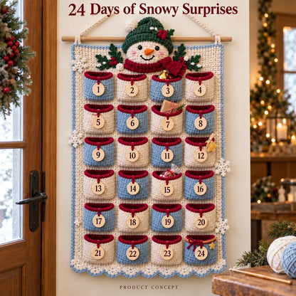 ⏳ 🧶 DIY Crochet Advent Calendar Kit | 24 Refillable Pockets, 4 Christmas Characters & Complete Crochet Materials 🎄