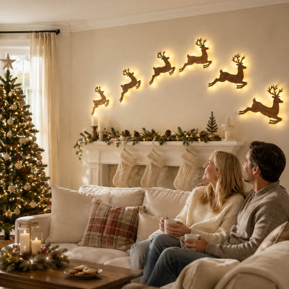 ✨Light-Up Wooden Reindeer | Warm Amber Glow | Zero-Tool Holiday Magic
