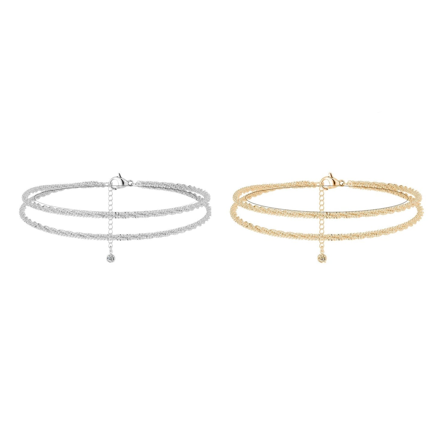 💜 BUY 1 GET 1 FREE 💜 Dainty Layered Waterproof Anklet – Adjustable Silver Chain, Hypoallergenic & Perfect for Summer 🌊