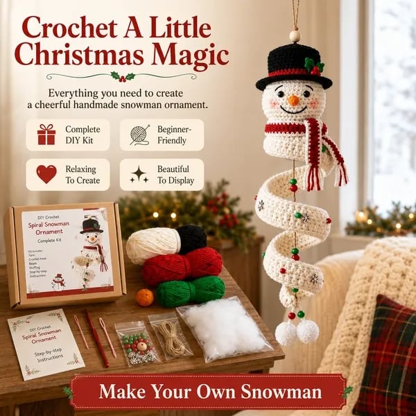 ☃️Last day 50% OFF - DIY spiral crochet snowman set