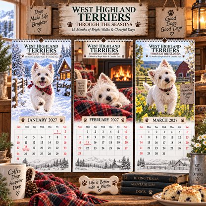 ✨🌲2027 West Highland Terriers Through The Seasons Calendar🐶
