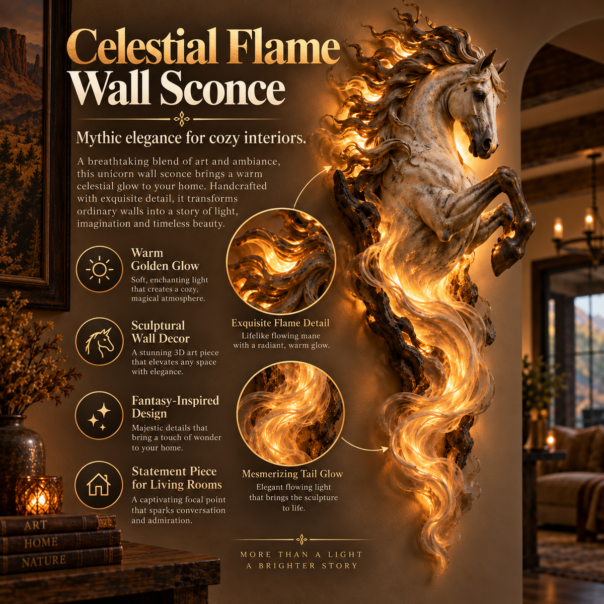 🦄 Celestial Flame Unicorn™ Wall Sconce – A Magical Guardian Awakens on Your Wall
