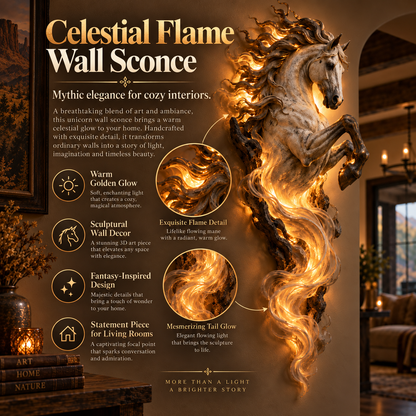 🦄 Celestial Flame Unicorn™ Wall Sconce – A Magical Guardian Awakens on Your Wall