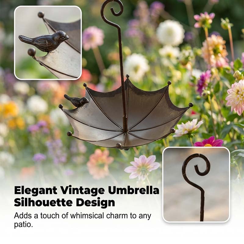 🐦 49% OFF NOW! ✨ Hanging Umbrella Bird Feeder & Bath – Dual-Use, Rust-Resistant, Vintage Style & Perfect for Garden Decor ☂️