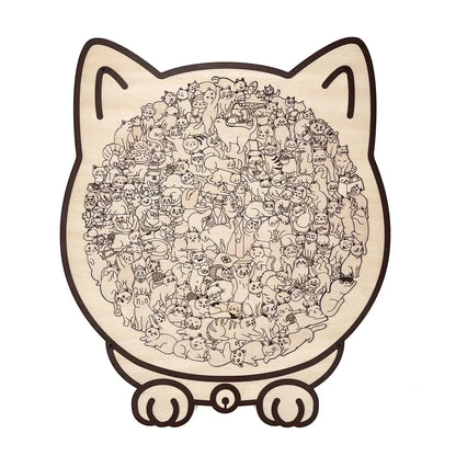 🎁Christmas Sale 49% OFF🎅135-Piece Morandi-Colored Cat Shaped Wooden Jigsaw Puzzle