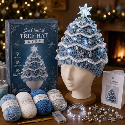 🎄Complete Light-Up Christmas Tree Crochet Hat DIY Kit