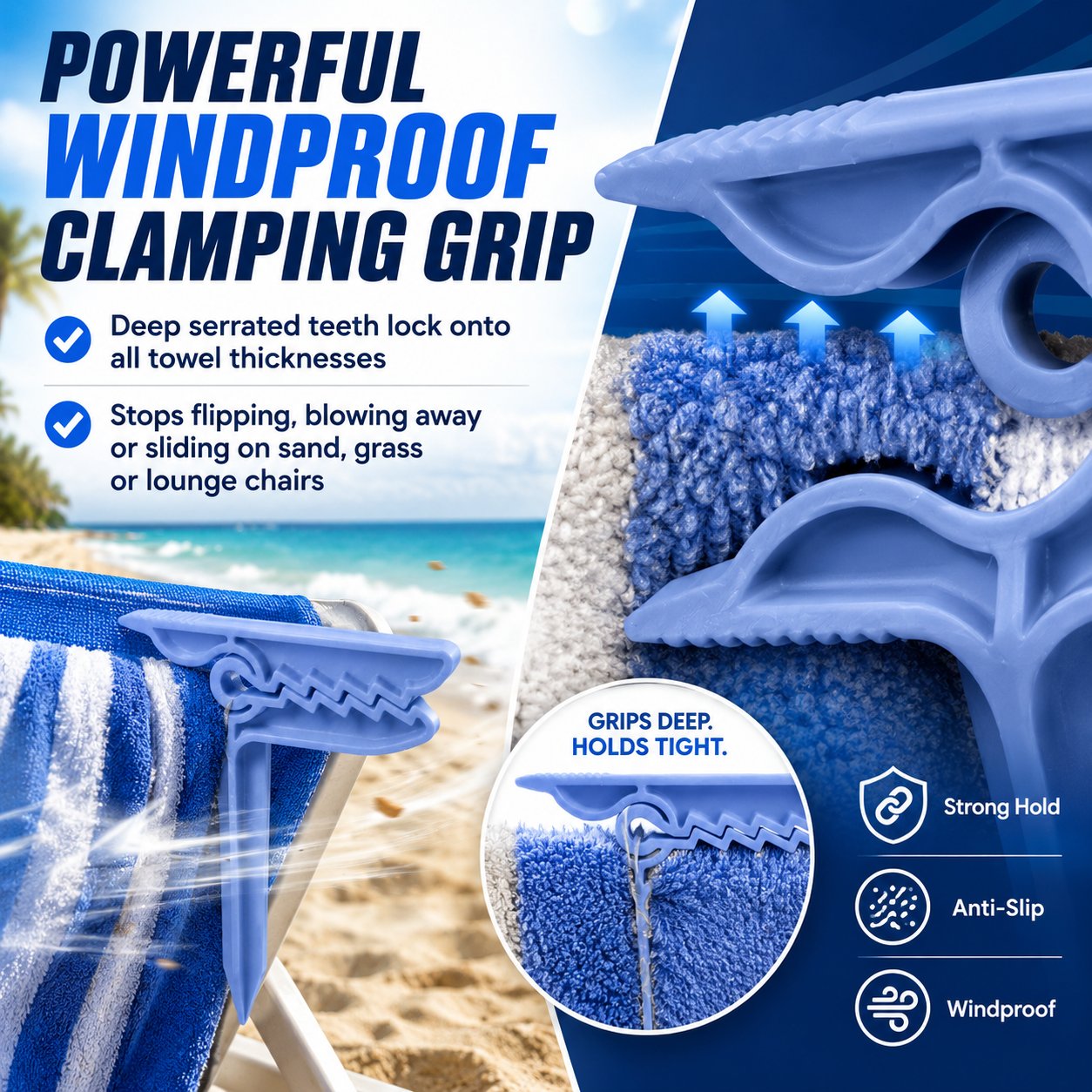 🦖 Dinosaur Shape Beach Towel Clips | Windproof Sand Secure Holder