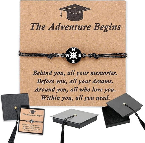 🔥Meaningful Compass Bracelet for Grads 2026 – Keepsake Gift with Cap Box & Inspirational Card