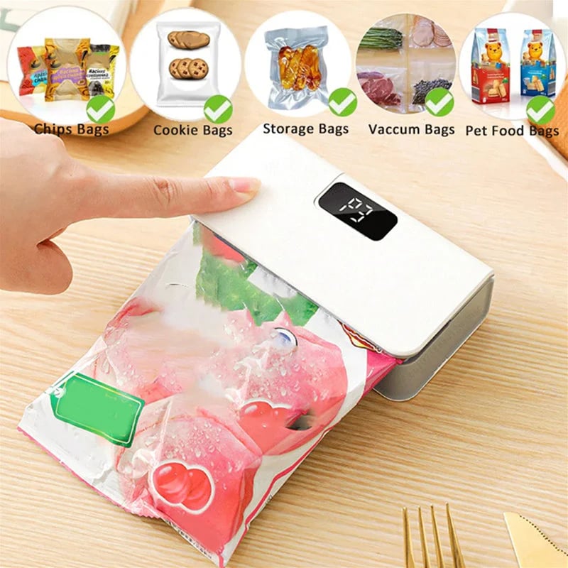 🥳2026 HOT SALE🥳💞Rechargeable Bag Sealer – No batteries needed, USB-C charging. Magnetic back for fridge storage. 6 heat settings for any bag. Keeps food fresh longer. 🧊✨