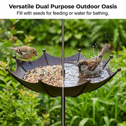 🐦 49% OFF NOW! ✨ Hanging Umbrella Bird Feeder & Bath – Dual-Use, Rust-Resistant, Vintage Style & Perfect for Garden Decor ☂️