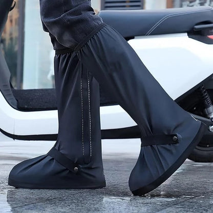 Waterproof rain boots with non-slip zippers and reflective features. Heavy-duty reusable rain boots suitable for men and women.