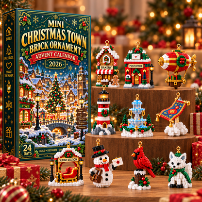 ⏳ Last day to save 49% – 🎄 Mini Christmas Town Brick Ornament Advent Calendar | 24 unique festive buildable town‑themed designs with hanging loops—perfect for decorating Christmas trees, wreaths, and holiday displays 🧱