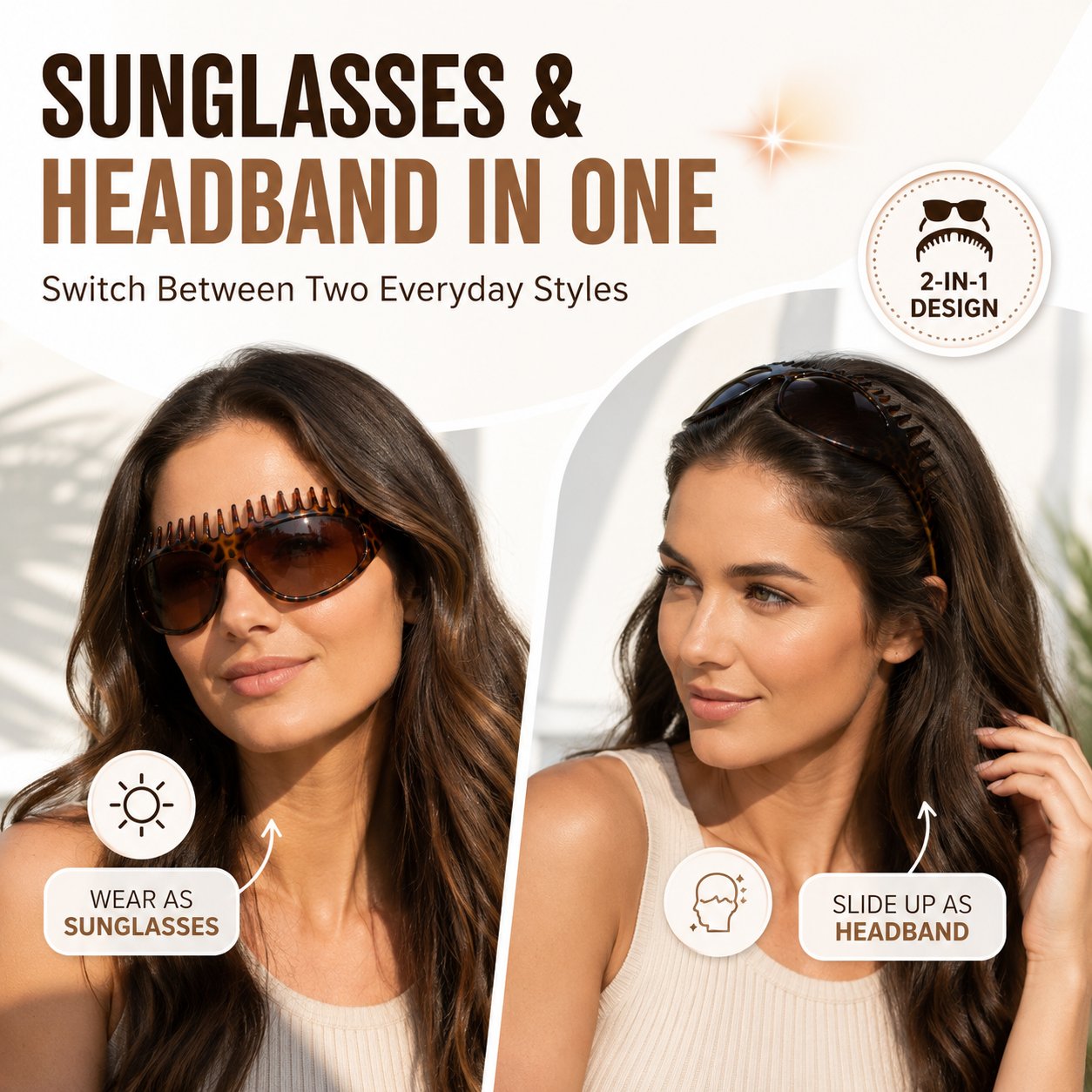 🔥50% OFF TODAY😎 2026 New Luxury High-Ceiling French Headband 2-in-1 Sunglasses