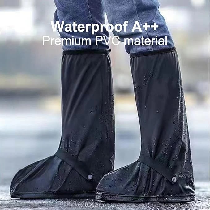 Waterproof rain boots with non-slip zippers and reflective features. Heavy-duty reusable rain boots suitable for men and women.