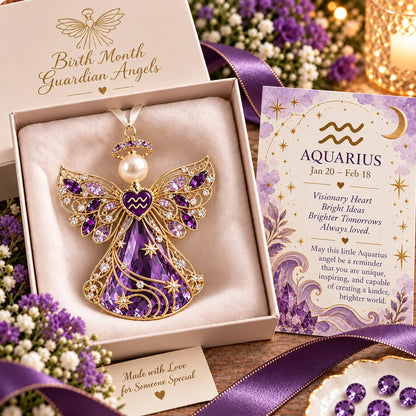 👼 Christmas Zodiac Guardian Angel Keepsake | 12 Signs with Jewel-Toned Designs & Meaningful Gift Cards ✨