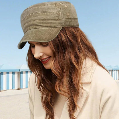 🧢Flat-Top Duckbill Cap – Fashionable, Breathable, Distressed