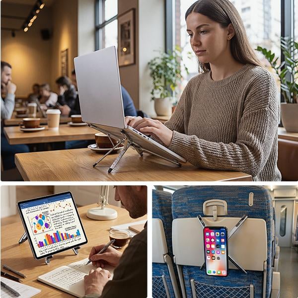 Adjustable Foldable Laptop Stand with Magnetic Phone Holder – Ergonomic & Portable