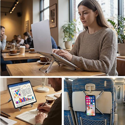Adjustable Foldable Laptop Stand with Magnetic Phone Holder – Ergonomic & Portable