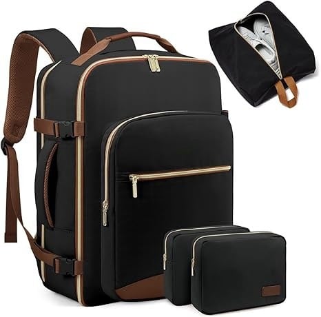 🌍 40-liter airline-approved travel backpack, comes with 3 storage bags, and can replace a 20-inch suitcase. 🛍️