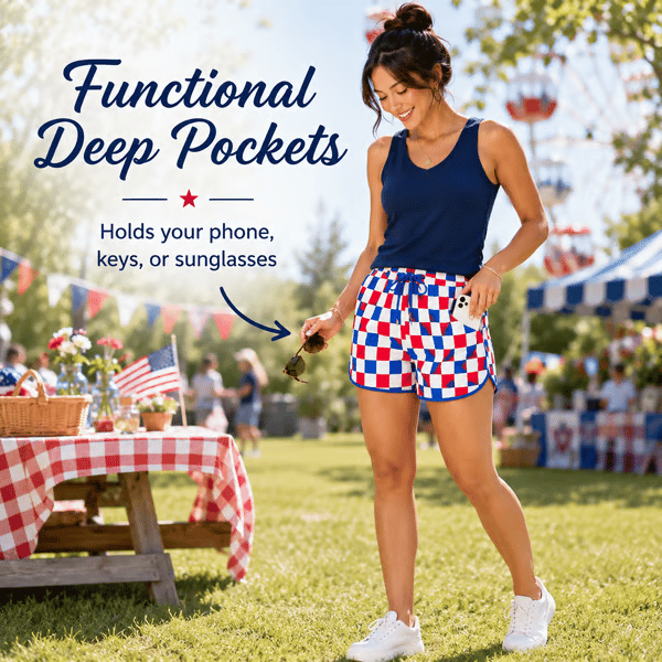 🇺🇸 Patriotic Checkered Casual Shorts for Women