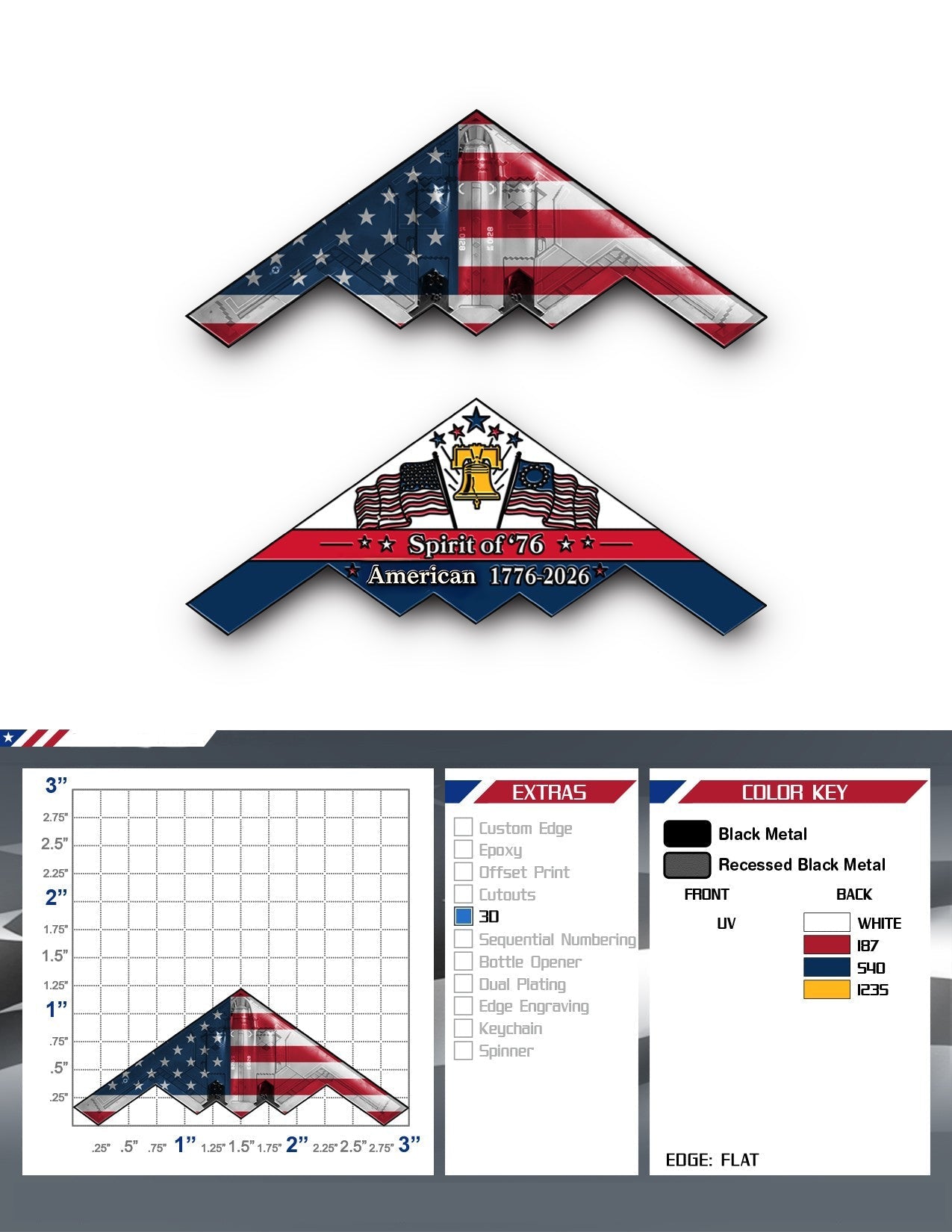 Spirit of ’76 B-2 Stealth Bomber Commemorative Metal Medal - 250th Anniversary Patriotic Collectible