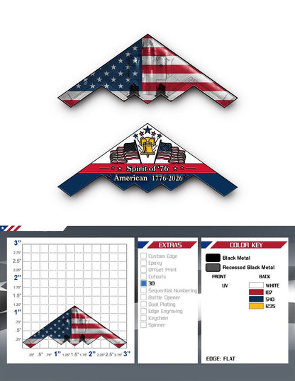 Spirit of ’76 B-2 Stealth Bomber Commemorative Metal Medal - 250th Anniversary Patriotic Collectible