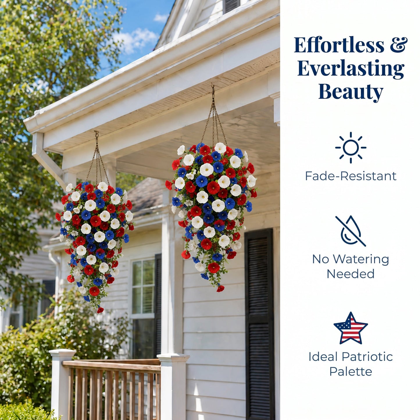 🏆Flash Sale-49% OFF⚡ 50K+ SOLD! Red, White & Blue Artificial Morning Glory Hanging Vines