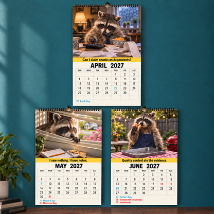 Trash Panda Energy 2027 Wall Calendar – Funny Raccoons & Everyday Chaos