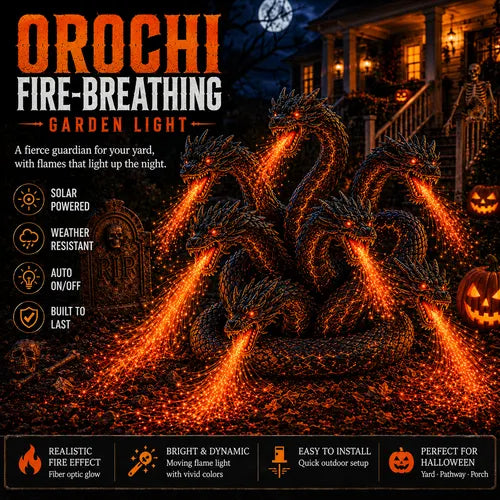 🔥 3-Headed Hellhound Halloween Light – Solar Fire-Breathing Yard Monster CUSBBY