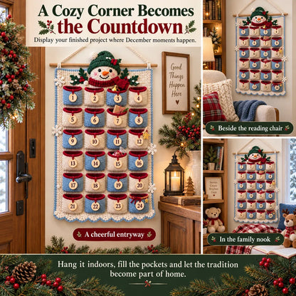 ⏳ 🧶 DIY Crochet Advent Calendar Kit | 24 Refillable Pockets, 4 Christmas Characters & Complete Crochet Materials 🎄