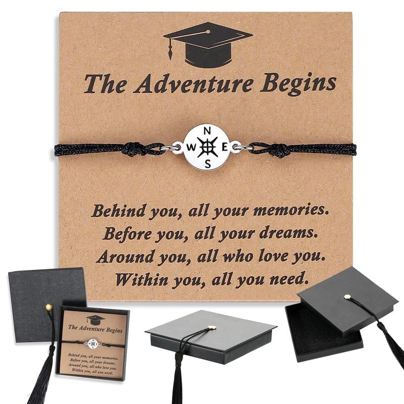 🔥Meaningful Compass Bracelet for Grads 2026 – Keepsake Gift with Cap Box & Inspirational Card