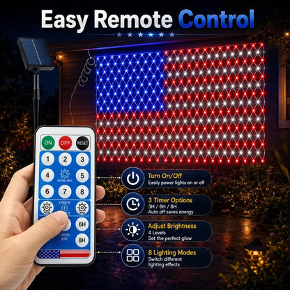⚡Hot Sales 🔥Solar American Flag Lights Outdoor American Flag Net Lights