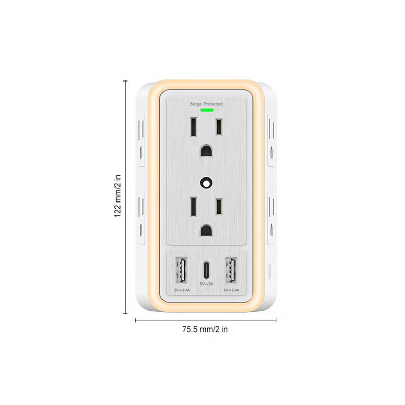 🔥Professional Smart Night-Light Multi-Outlet Wall Extender