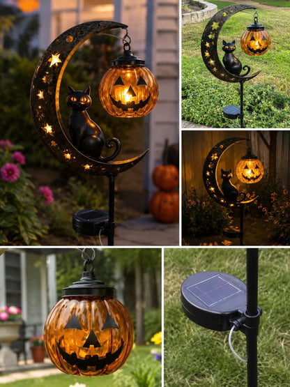 (🎁Halloween Early Bird Special Sale 49% OFF)🎃🐈🌙Pumpkin Moon Garden Stake Light