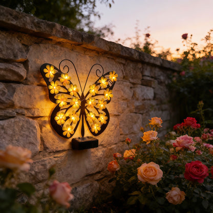 🔥Outdoor Metal Butterfly Wall Art Decorative Solar Light