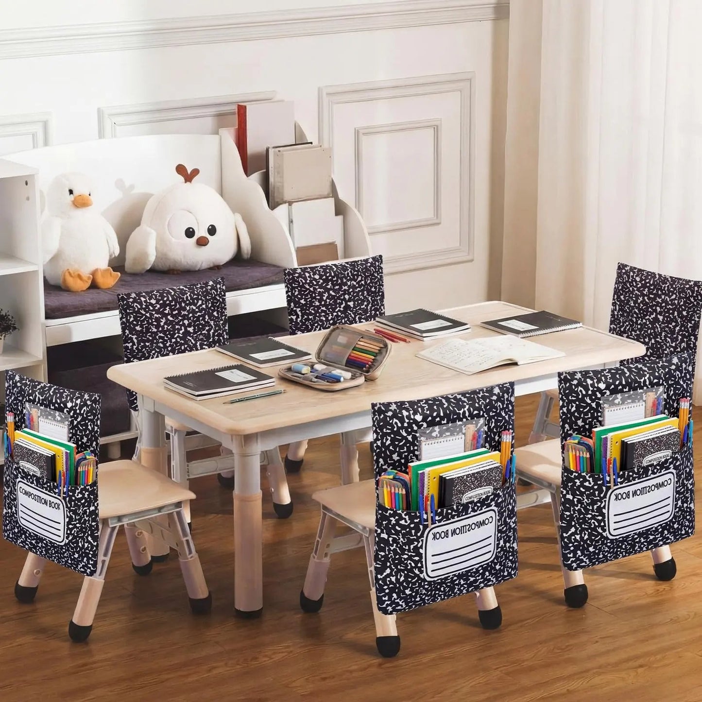 🌈 Classroom Chairback Storage Pockets with Name Slots✏️📚