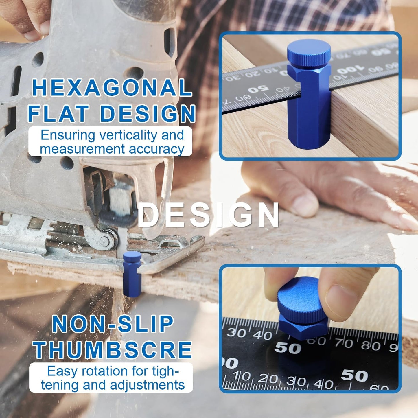 ✨LAST DAY 49% OFF - Tall Stair Gauges for Framing Square – Hexagonal Stable Lock with Holder & Hook for Carpentry & Circular Saw