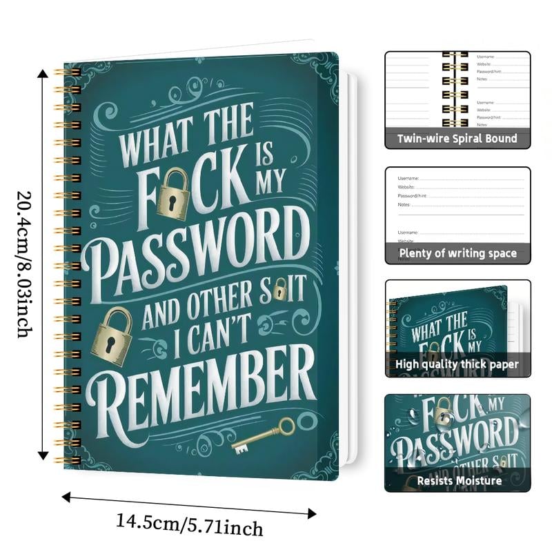 🔥Best Gift - 📅 Funny Password Notebook- Spiral Bound